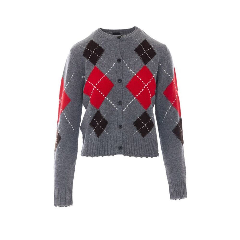 Pinko Women Cardiff Rhombus Wool And Cashmere Crew Neck Cardigan
